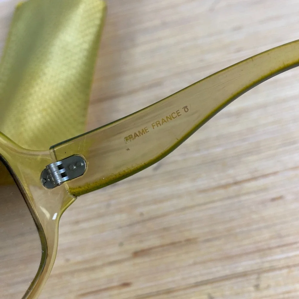 Vintage French riviera chic Sunglasses Oversized Semi Round Brown paris